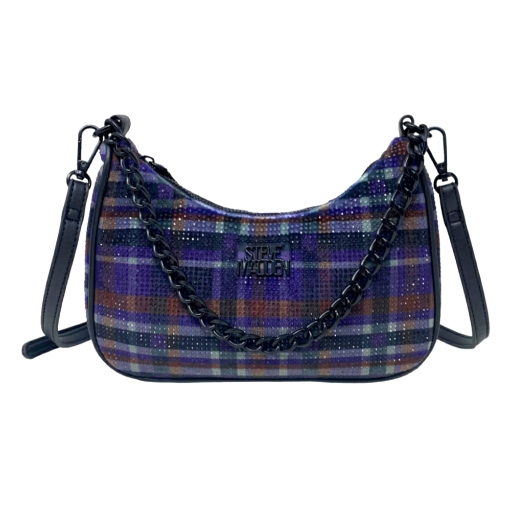 Steve Madden Purple Bpauli Plaid Stone Women's BagPurse NEW Detachable crossbody